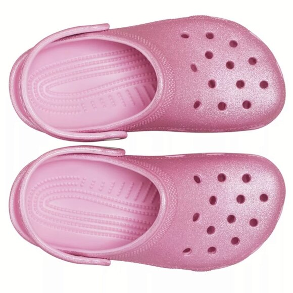 NEW Crocs Sizes C11 - J1 Kids' Classic Glitter Clog - Pink Tweed Glitter - Picture 3 of 7